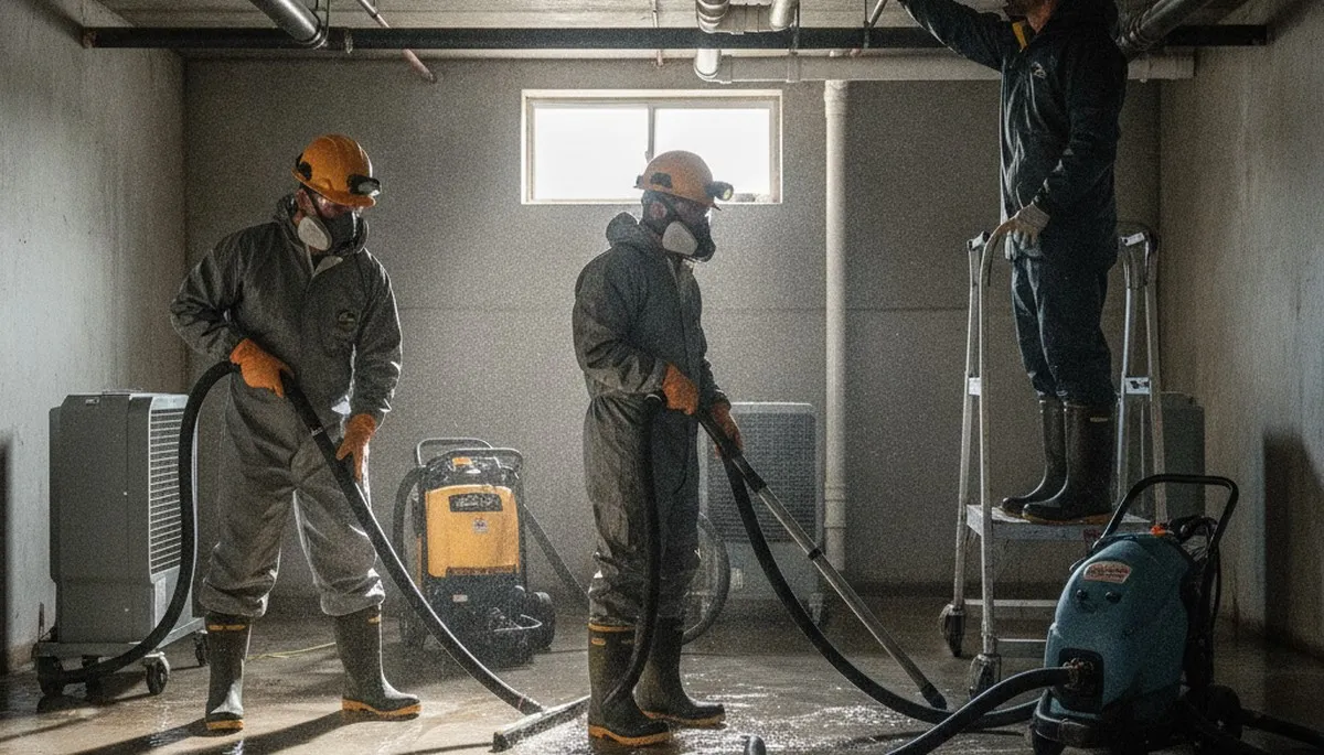 Burst pipe cleanup crew in Jurupa Valley, CA restoring water-damaged home floors and walls