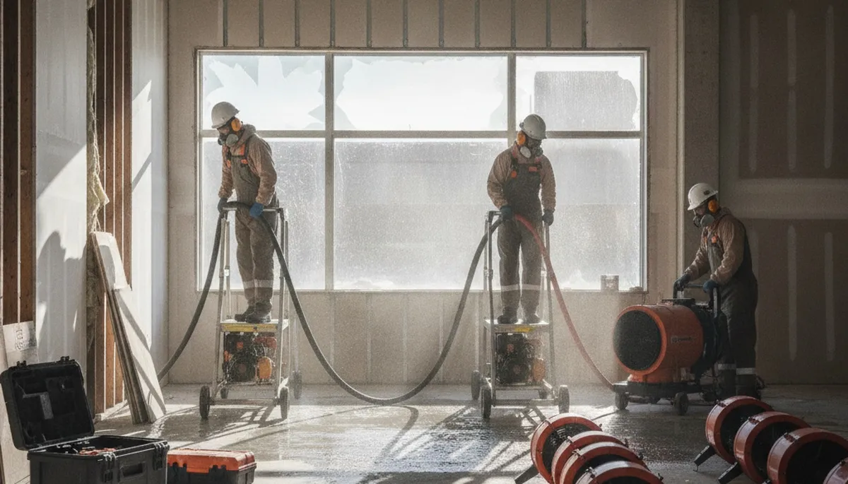Emergency water damage restoration team in Jurupa Valley, CA responding to home flooding repair