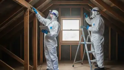 Mold inspection technician checking hidden moisture damage in Jurupa Valley, CA home