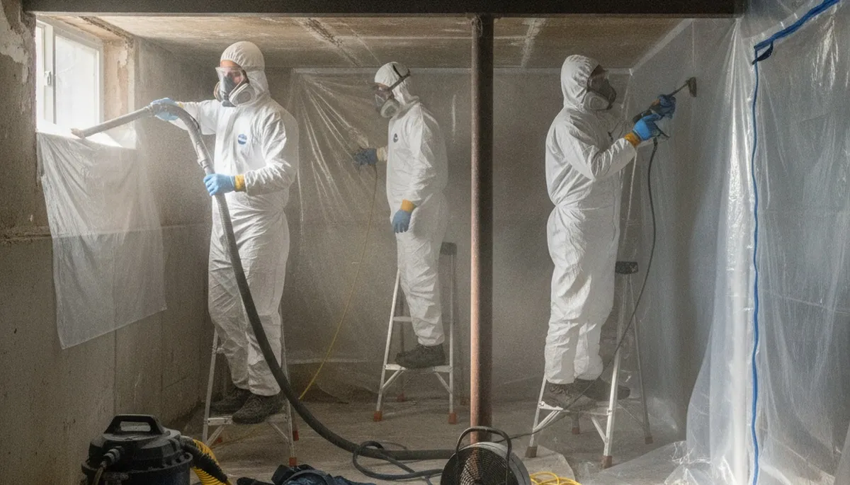 Mold removal technician inspecting hidden water damage in a Jurupa Valley, CA home