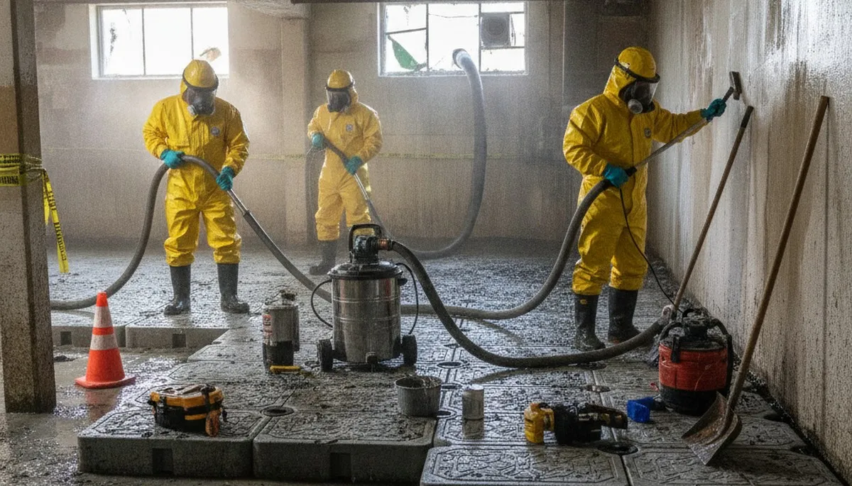Sewage cleanup crew servicing a home in Jurupa Valley, CA for water damage restoration