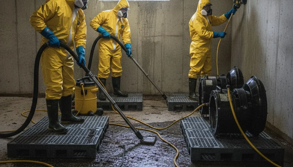 Sewage cleanup team restoring a home in Jurupa Valley, CA after water damage