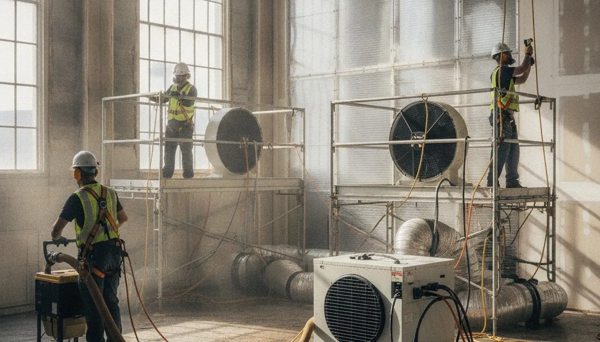 Structural drying equipment in Jurupa Valley, CA for water-damaged homes and moisture removal
