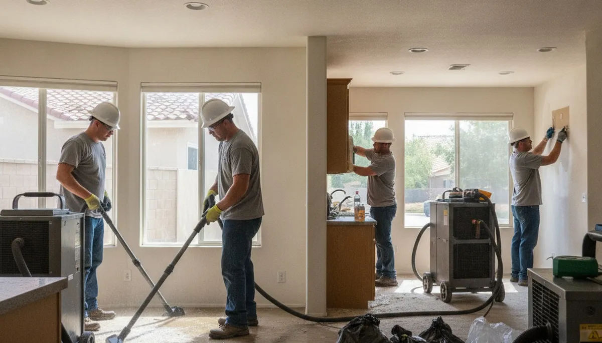 Water damage restoration team serving Jurupa Valley, CA with emergency cleanup services