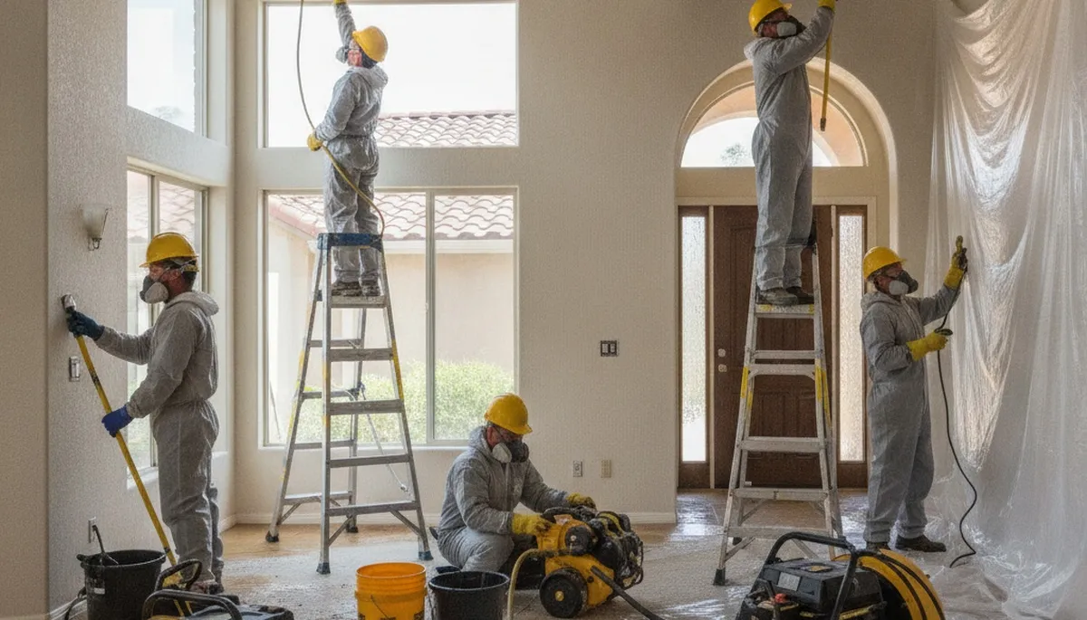 Water damage restoration team serving Jurupa Valley, CA on an emergency cleanup job