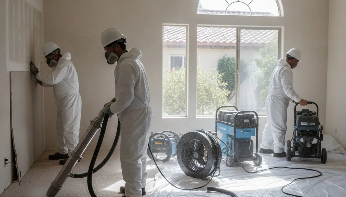 Water damage restoration team in Jurupa Valley, CA providing water extraction and cleanup