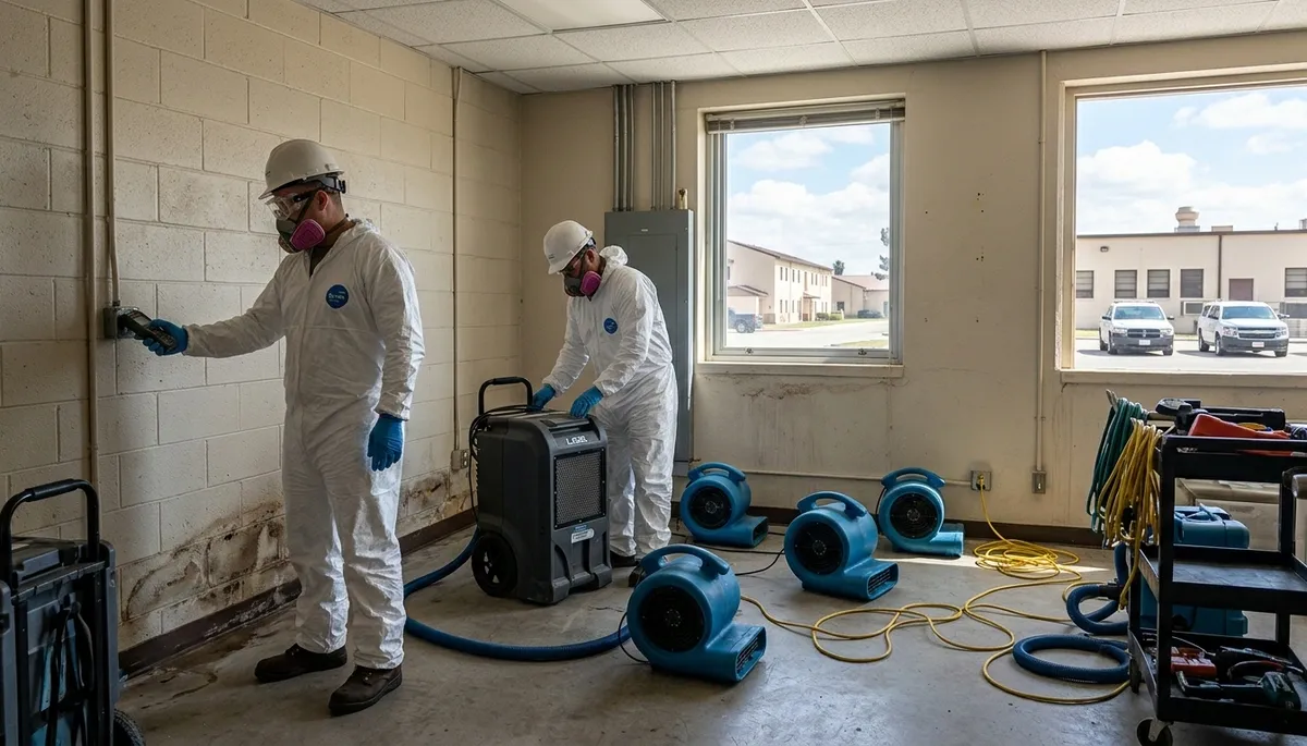 Water damage restoration team in Jurupa Valley, CA handling emergency cleanup and drying