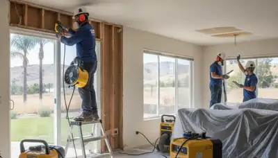 Water damage restoration team in Jurupa Valley, CA providing emergency cleanup and drying services