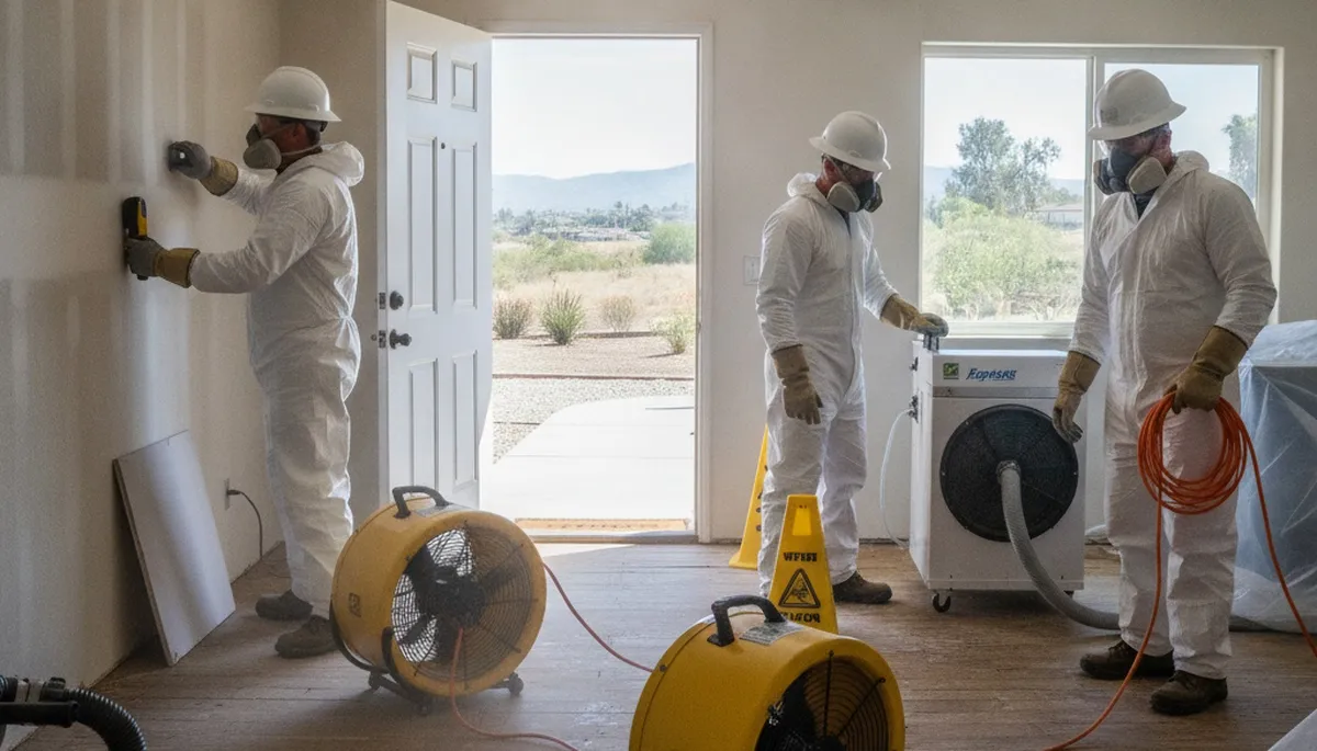 Water damage restoration team in Jurupa Valley, CA providing emergency cleanup and repair services