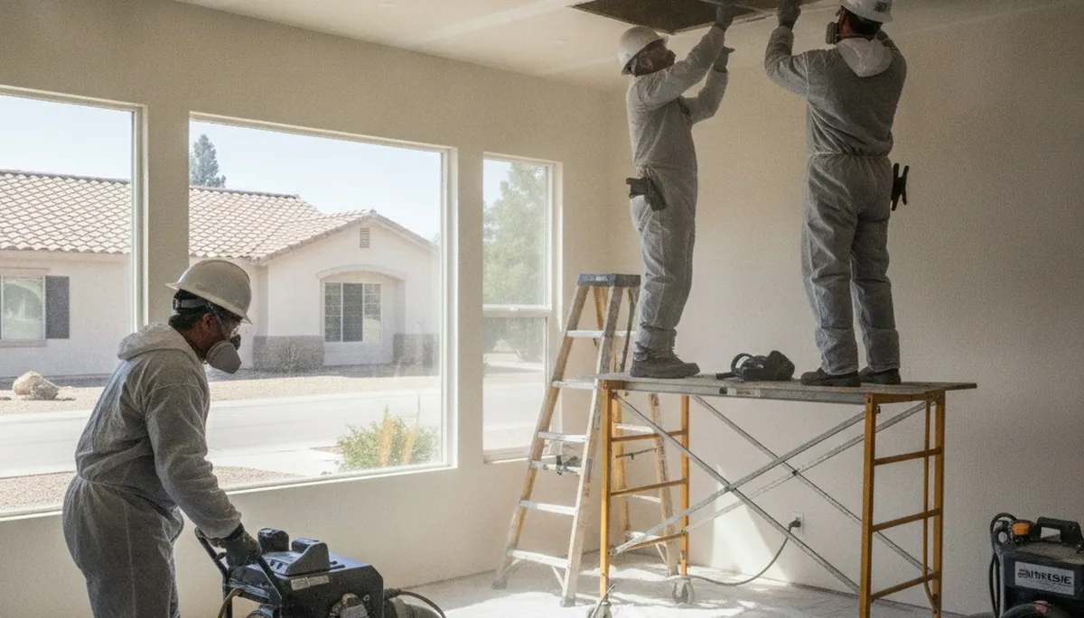 Water damage restoration team in Jurupa Valley, CA inspecting a flooded property for cleanup and repairs
