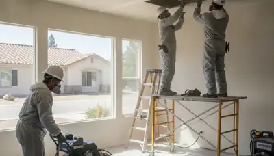 Water damage restoration team in Jurupa Valley, CA inspecting a flooded property for cleanup and repairs