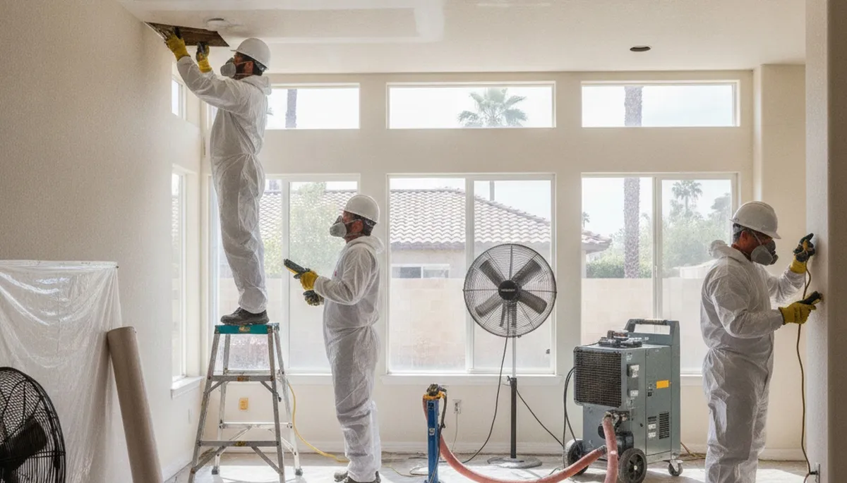 Water damage restoration team in Jurupa Valley, CA providing emergency cleanup and drying services