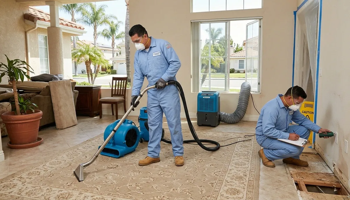 Water damage restoration team serving Jurupa Valley, CA, for emergency cleanup and repairs