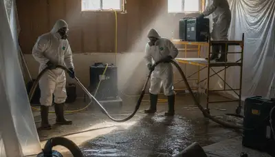 Water damage restoration crew serving Jurupa Valley, CA on a home emergency response site