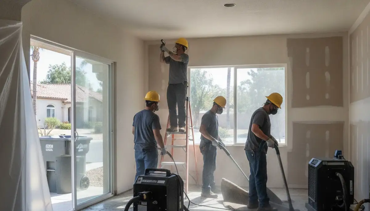 Water damage restoration team in Jurupa Valley, CA providing cleanup and repair services