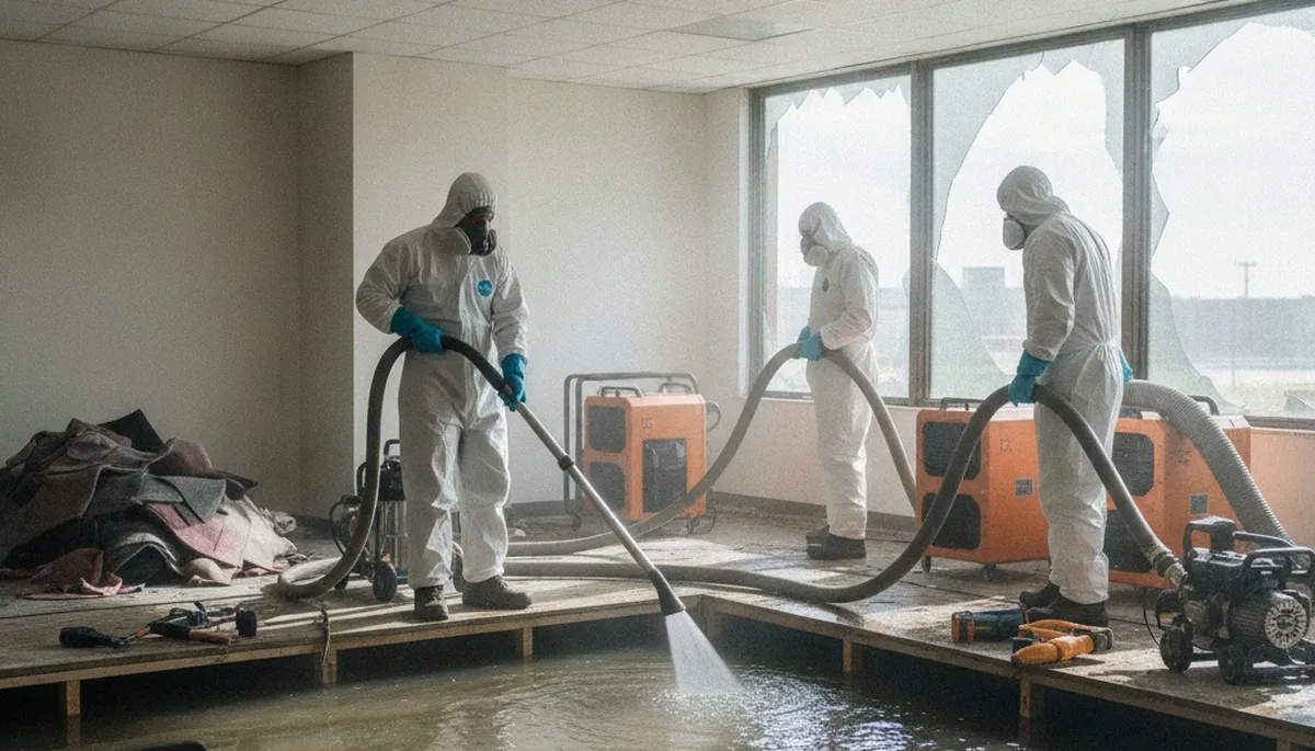 Water extraction service in Jurupa Valley, CA removing standing water from a home floor